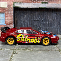 Custom Hot Wheels - Lotus Esprite - Dark Red and Yellow "Shinobi" - Yellow Mag Wheels - Rubber Tires