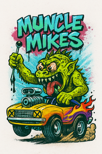 Monster Mugs 007 Hot Rod Coffee Mug — Muncle Mikes artwork close-up