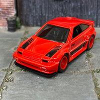 Custom Hot Wheels - 1985 Honda CRX - Red and Black - Red Mag Wheels - Rubber Tires