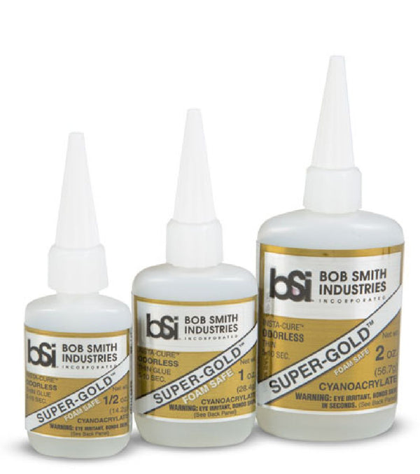 Bob Smith Industries SUPER-GOLD Thin Odorless Foam Safe CA Glue 1/2oz 121 — exact product reference