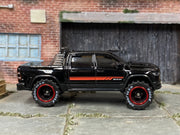 Custom Hot Wheels - 2023 Dodge Ram 1500 4X4 - Black and Red - Black and Red Mag Wheels - Rubber Tires