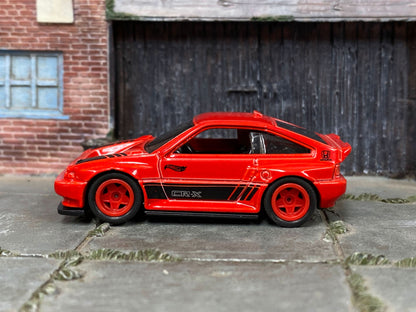 Custom Hot Wheels - 1985 Honda CRX - Red and Black - Red Mag Wheels - Rubber Tires