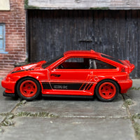 Custom Hot Wheels - 1985 Honda CRX - Red and Black - Red Mag Wheels - Rubber Tires