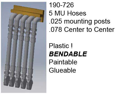 Cal Scale HO five-line MU hose plastic 4-pack item 726 product image