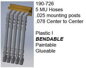 Cal Scale HO five-line MU hose plastic 4-pack item 726 product image