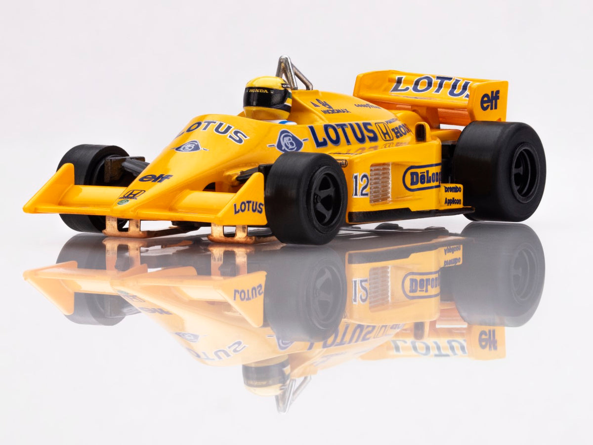 AFX Lotus 99T 1987 Yellow/Blue Ayrton Senna HO Slot Car — official product view 5