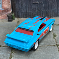 Custom Hot Wheels - 1970 Pontiac GTO Judge - Blue and Red MSD - White Mag Wheels - Rubber Tires