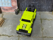 Custom Hot Wheels - 2020 Jeep Gladiator - Bright Green - Chrome Mag Wheels - Rubber Tires