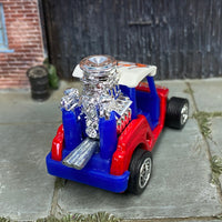 Custom Hot Wheels - Tee'd Off Golf Cart - Red, White and Blue - Chrome AMR Wheels - Rubber Tires