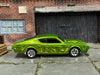 Custom Hot Wheels - 1969 Mercury Cyclone - Green and Yellow with Flames - Chrom Mag Wheels - Rubber Tires