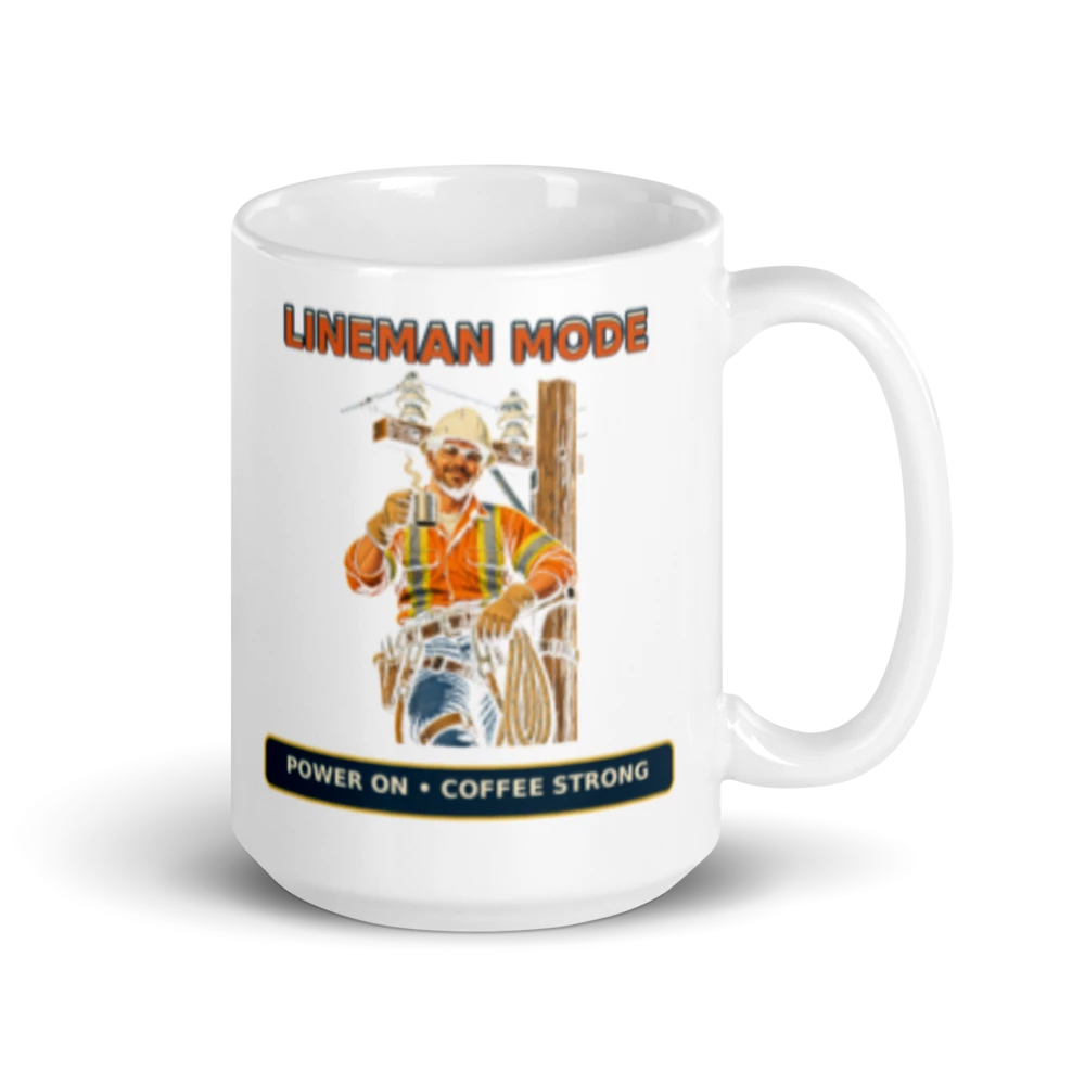 Lineman Mode Power On Coffee Strong Mug product mockup