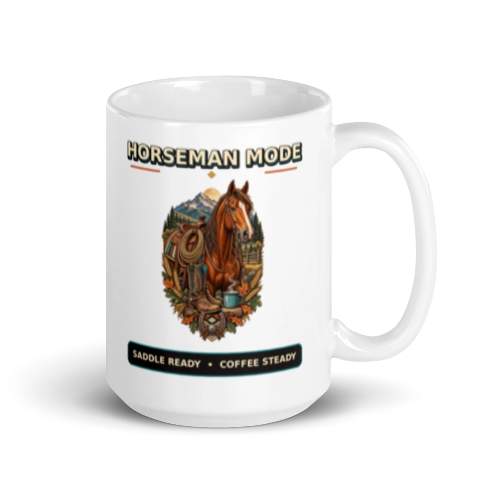 Horseman Mode Saddle Ready Coffee Steady Mug product mockup
