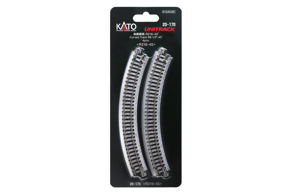 N R216-45 Ccurved Track (4ea)  (8.5-45d) (20-170) exact product view 1