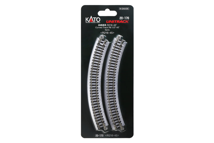 N R216-45 Ccurved Track (4ea)  (8.5-45d) (20-170) exact product view 1