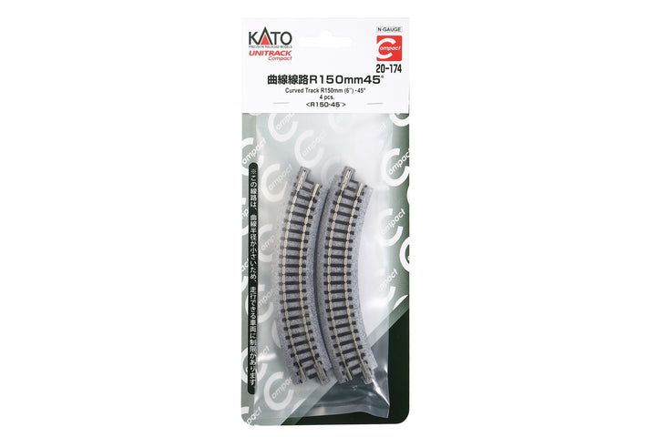 N 150mm (6″) Radius 45º Curve Track [4pcs] (20-174) exact product view 1