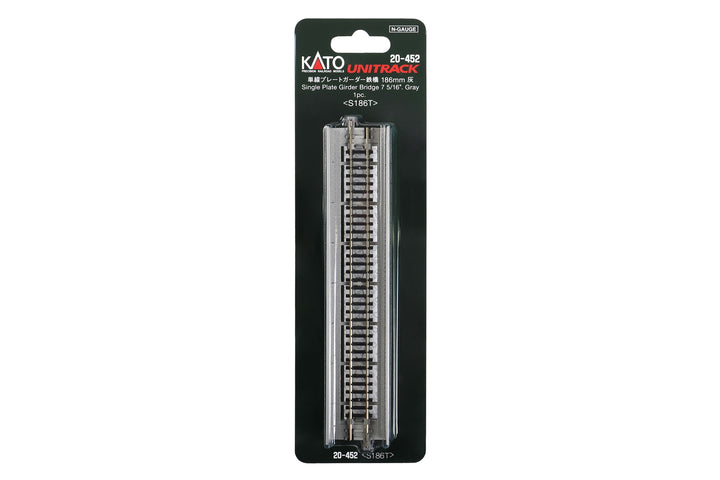 N Plate Girder Bridge, Gray, 186mm (1ea) (prev #23-072) (20-452) exact product view 1