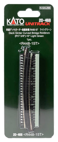 N Single Curve Girder Bridge, Light Green – 448mm (17.6″) Radius 15º (20-468) exact product view 3
