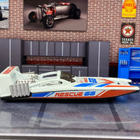 Loose Hot Wheels - H2GO Speed Boat - White, Red and Blue Recue