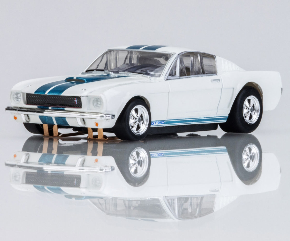 AFX 1965 Shelby Mustang GT350 White/Blue HO Slot Car — official product view 5