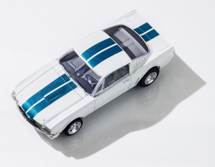 AFX 1965 Shelby Mustang GT350 White/Blue HO Slot Car — official product view 1