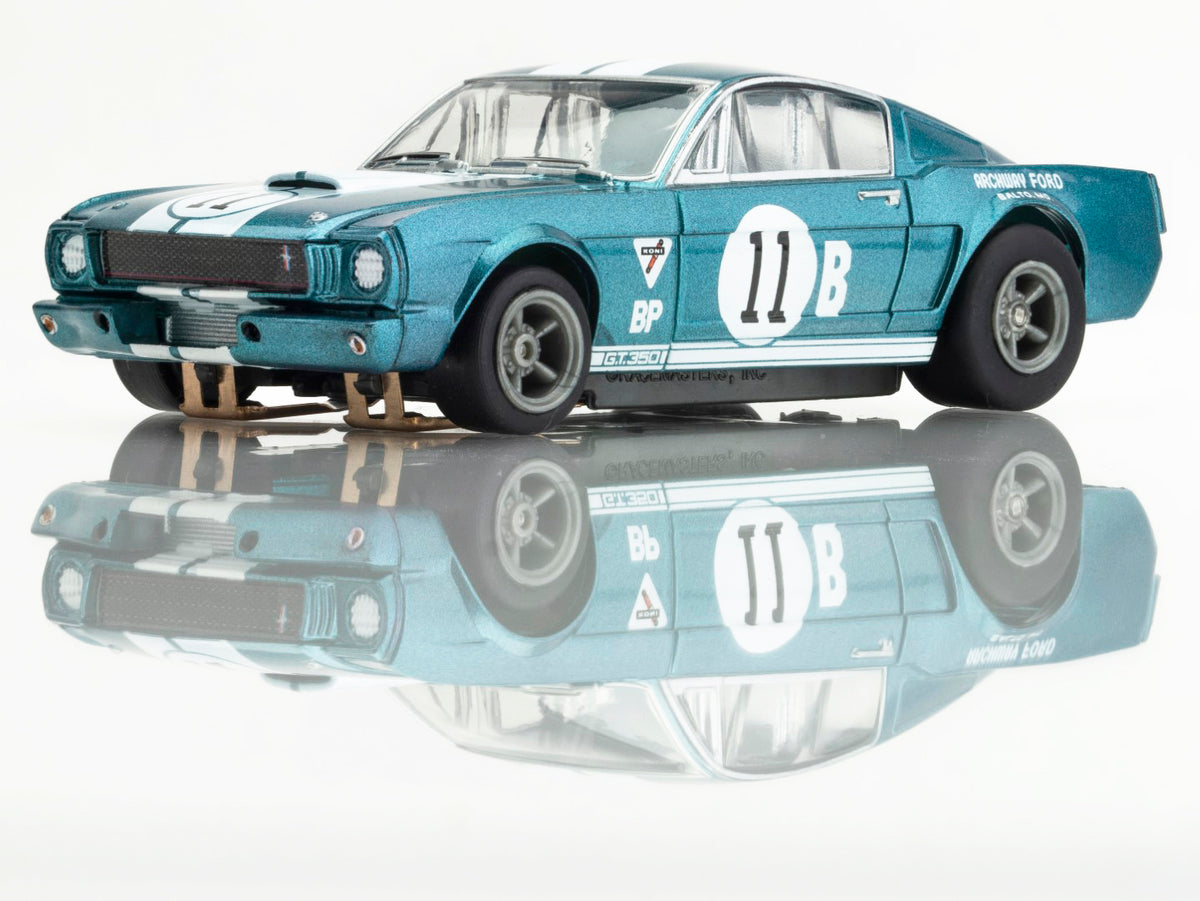 AFX 1965 Shelby Mustang GT350R Donohue Blue/White HO Slot Car — official product view 5