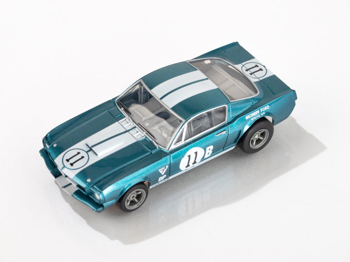 AFX 1965 Shelby Mustang GT350R Donohue Blue/White HO Slot Car — official product view 1