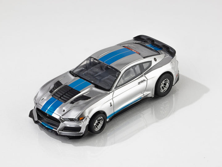 AFX 2022 Mustang GT500KR Silver/Blue HO Slot Car — official product view 1
