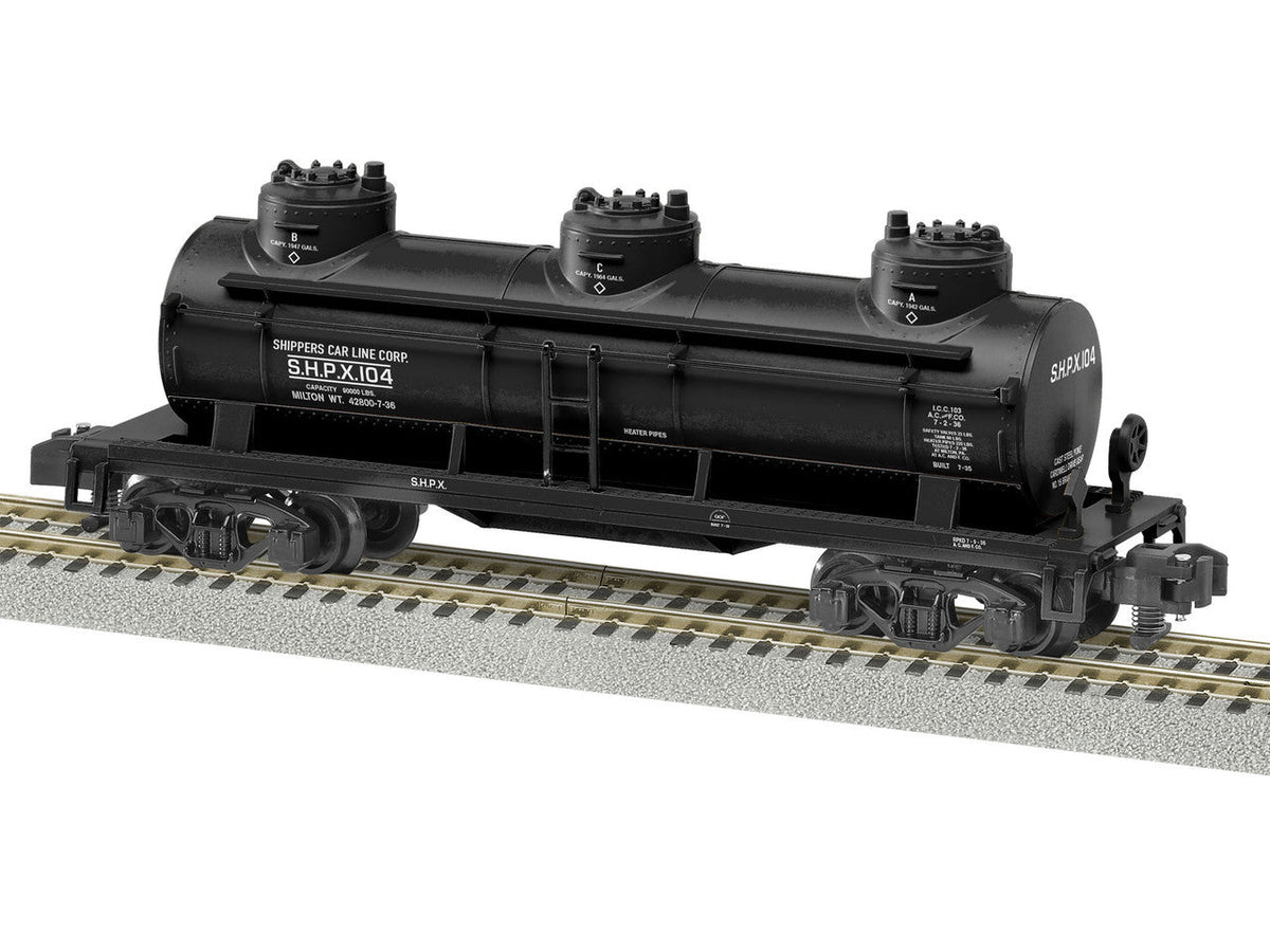 Lionel 2219180 S Scale SHPX 3-Dome Tankcar #104 - A/F — exact product reference
