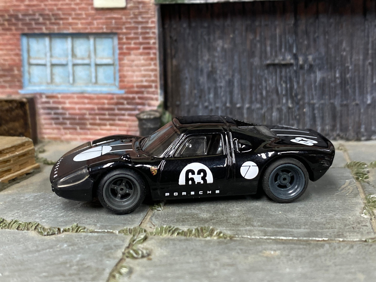 Custom Hot Wheels - Porsche 904 Carrera GTS - Black and White - Gray Mag Wheels - Rubber Tires