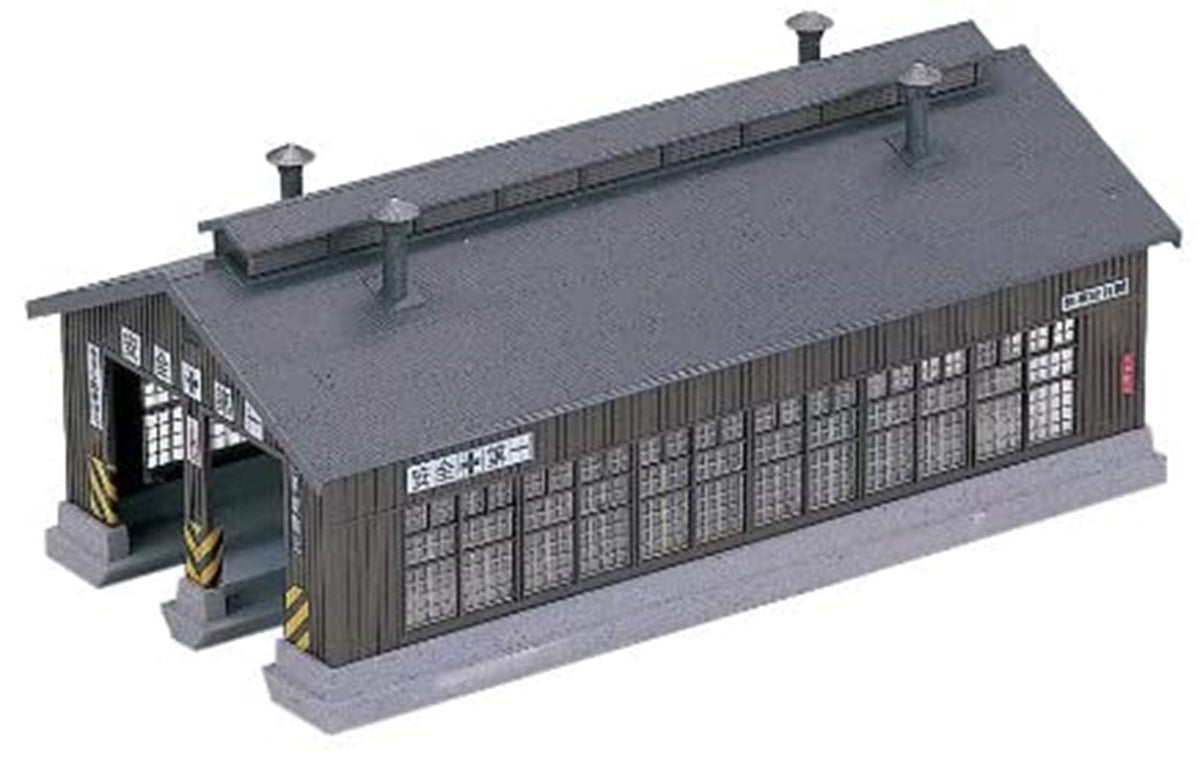 Kato 23-225 Wooden Two-Stall Engine House — N Scale Kit assembled example