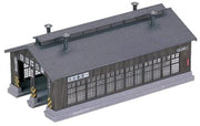 Kato 23-225 Wooden Two-Stall Engine House — N Scale Kit assembled example