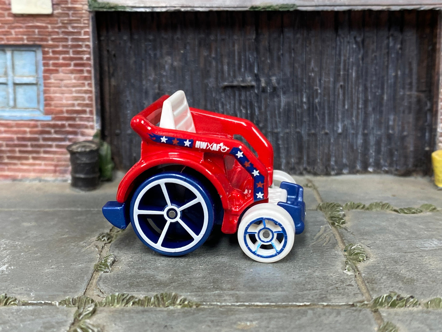 Loose Hot Wheels - Wheelie Chair Wheelchair - Red Stars and Stripes