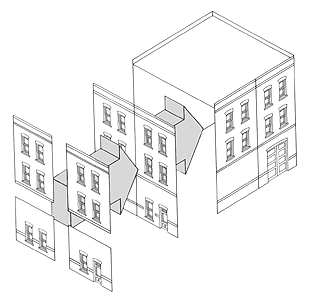 DPM Modular Building System(TM) -- Street-Level Wall Sections with Arched Entry - Kit pkg(4) (30101) product view 1