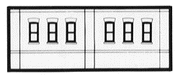 DPM N Scale Modulars System(TM) (Plastic) -- Dock Level Windows pkg(3); 3-1/2" Wide x 1-13/32" High (8.7 x 3.5cm) (60102) product view 1