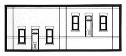 DPM N Scale Modulars System(TM) (Plastic) -- Street/Dock Level Entry Doors pkg(3) 3-1/2" Wide x 1-13/32" High (8.7 x 3. (60104) product view 1