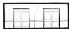 DPM N Scale Modulars System(TM) (Plastic) -- Street Level Freight Door pkg(3); 3-1/2" Wide x 1-13/32" High (8.7 x 3.5cm (60106) product view 1