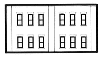 DPM N Scale Modulars System(TM) (Plastic) -- Two-Story 12-Window pkg(3); 3-1/2" Wide x 1-15/16" High  8.7 x 4.8cm (60122) product view 1