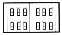 DPM N Scale Modulars System(TM) (Plastic) -- Two-Story 12-Window pkg(3); 3-1/2" Wide x 1-15/16" High  8.7 x 4.8cm (60122) product view 1