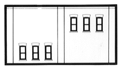 DPM N Scale Modulars System(TM) (Plastic) -- Two-Story 6 Windows pkg(3); 3-1/2" Wide x 1-15/16" High (8.7 x 4.8cm) (60123) product view 1