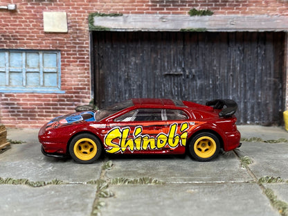 Custom Hot Wheels - Lotus Esprite - Dark Red and Yellow "Shinobi" - Yellow Mag Wheels - Rubber Tires