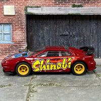 Custom Hot Wheels - Lotus Esprite - Dark Red and Yellow "Shinobi" - Yellow Mag Wheels - Rubber Tires