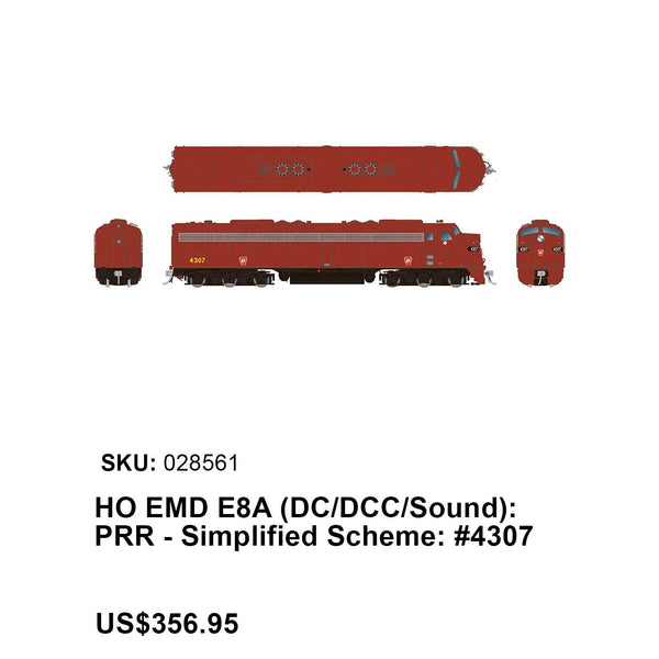 Rapido HO Scale Pennsylvania Railroad Late E8a Snd #4307 — exact product reference