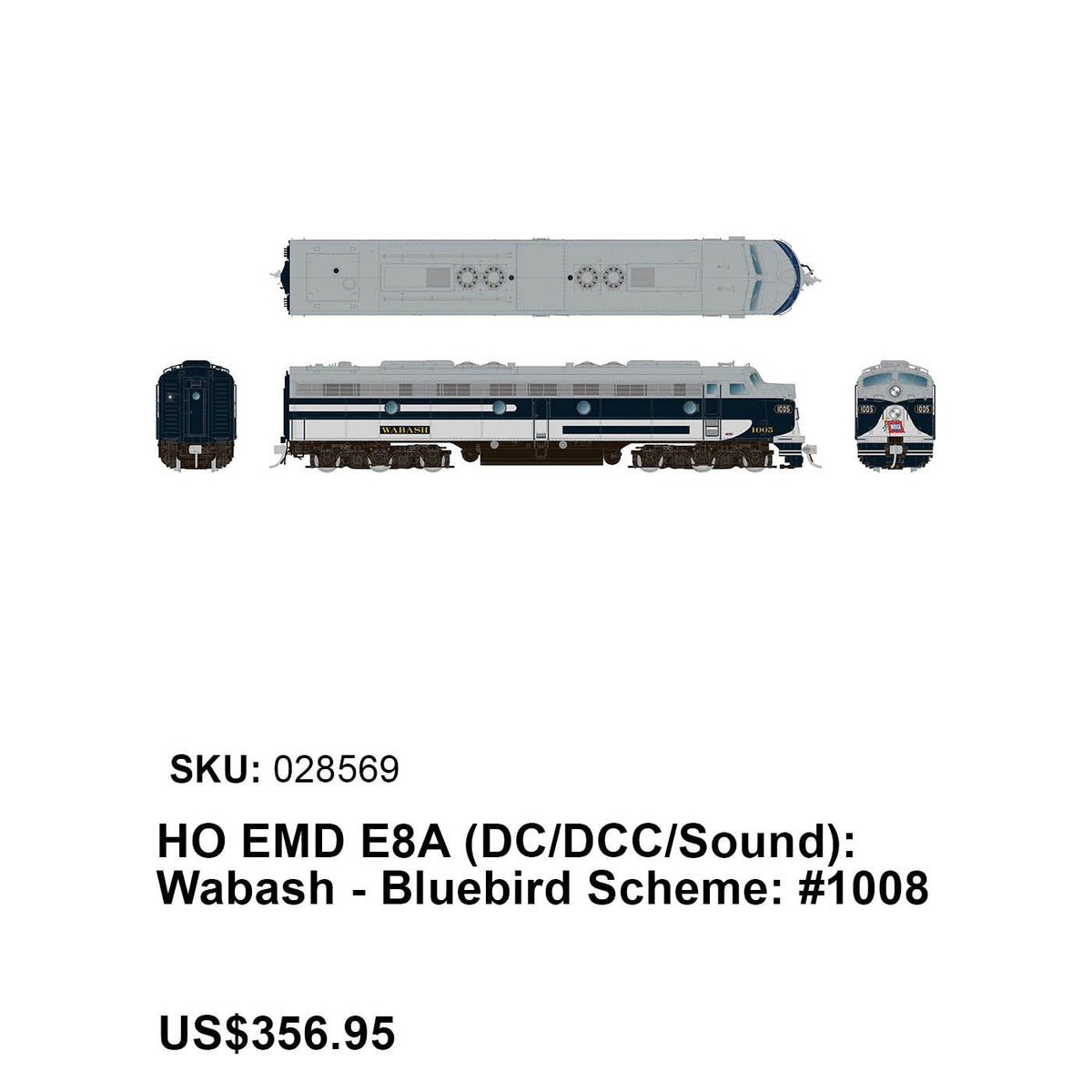 Rapido HO Scale Wabash E8a Snd #1008 — exact product reference