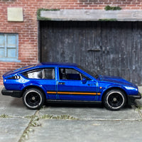 Custom Hot Wheels - Alfa Romeo GTV6 3.0 - Blue and Black - Black and Chrome Mag Wheels - Rubber Tires