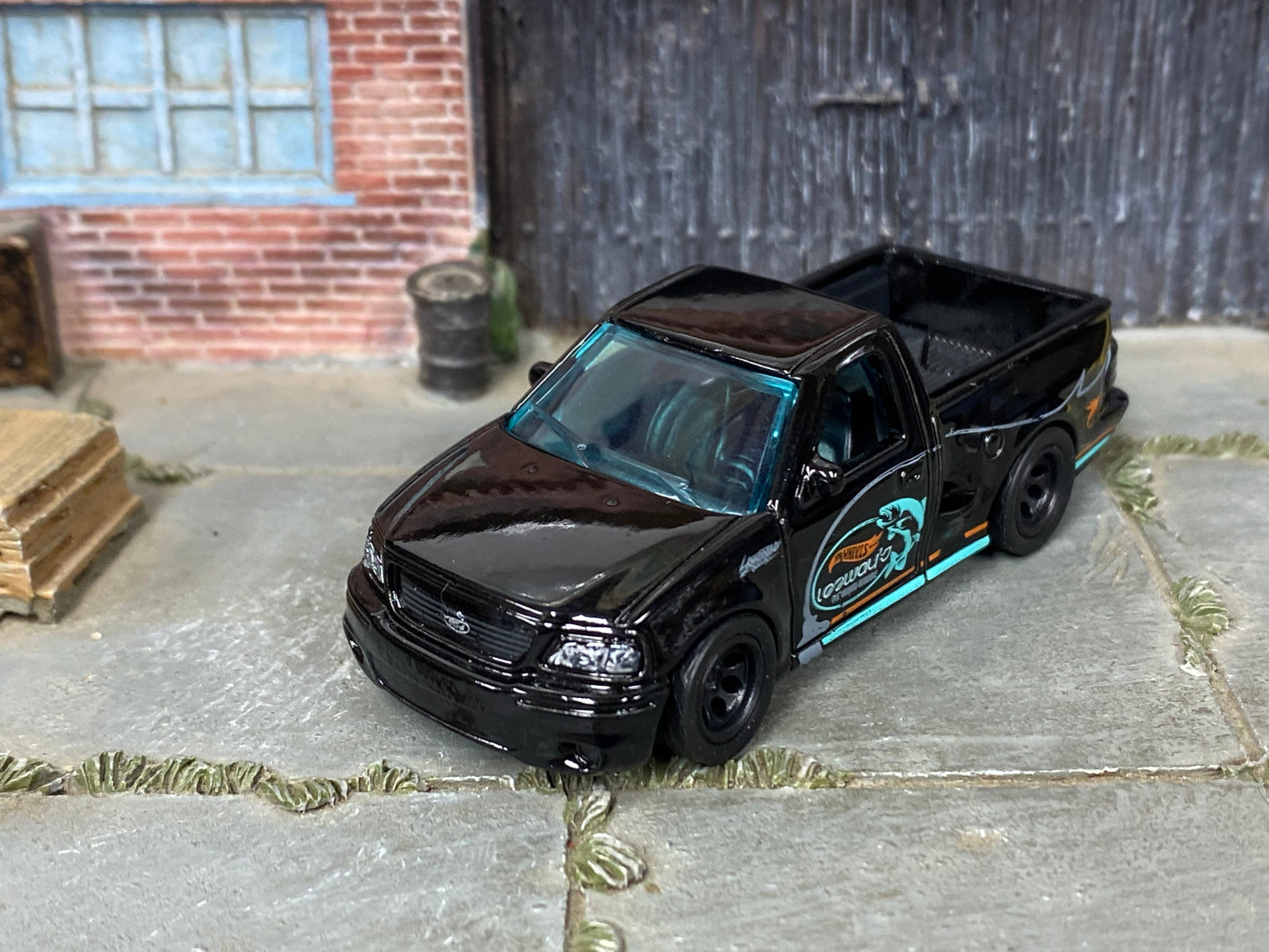 Custom Hot Wheels - F150 SVT Lightning - Black - Black Mag Wheels - Rubber Tires