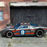 Custom Hot Wheels - Ford GT-40 - Silver, Red, Blue and White - Black and Chrome Mag Wheels - Rubber Tires