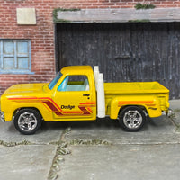 Custom Hot Wheels - 1978 Dodge D-100 Lil'Red Express - Yellow and White - Chrome Mag Wheels - Rubber Tires