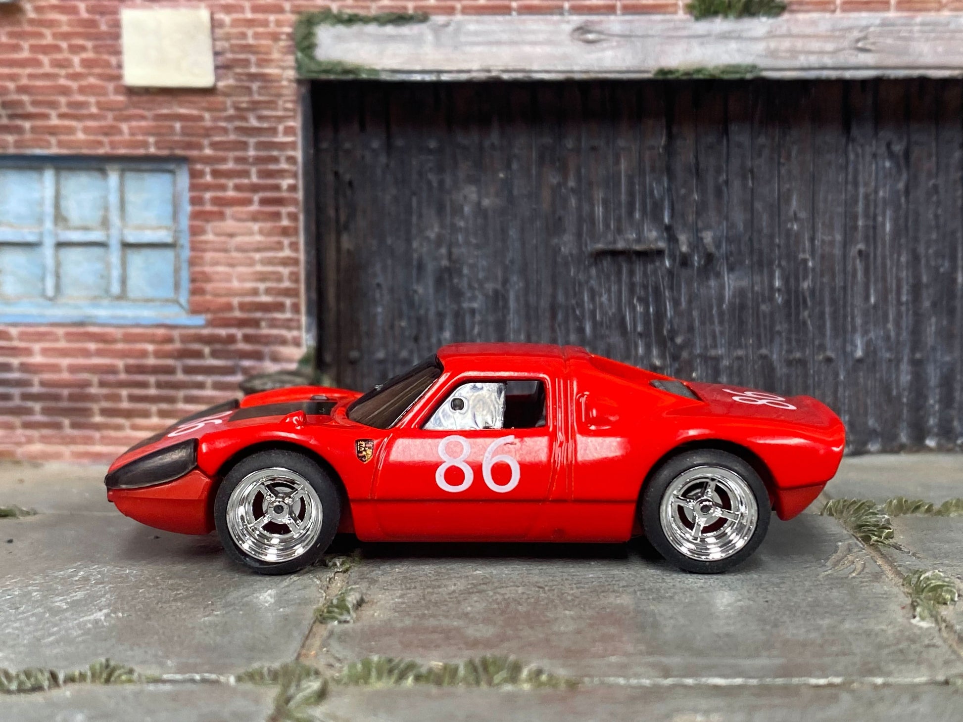 Custom Hot Wheels - Porsche 904 Carrera GTS - Red and White - Chrome Mag Wheels - Rubber Tires