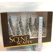 Bachmann SceneScapes Snow-Covered Pine Trees 3–4 Inches Nine-Pack - package height reference