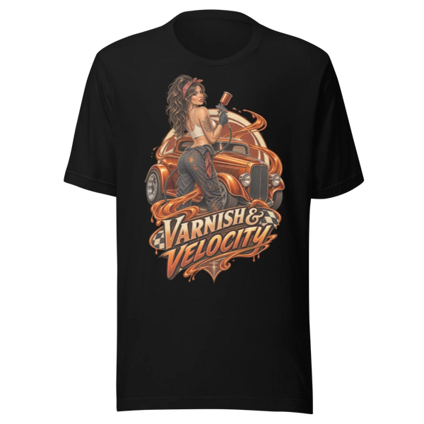 Varnish & Velocity T-Shirt — product mockup